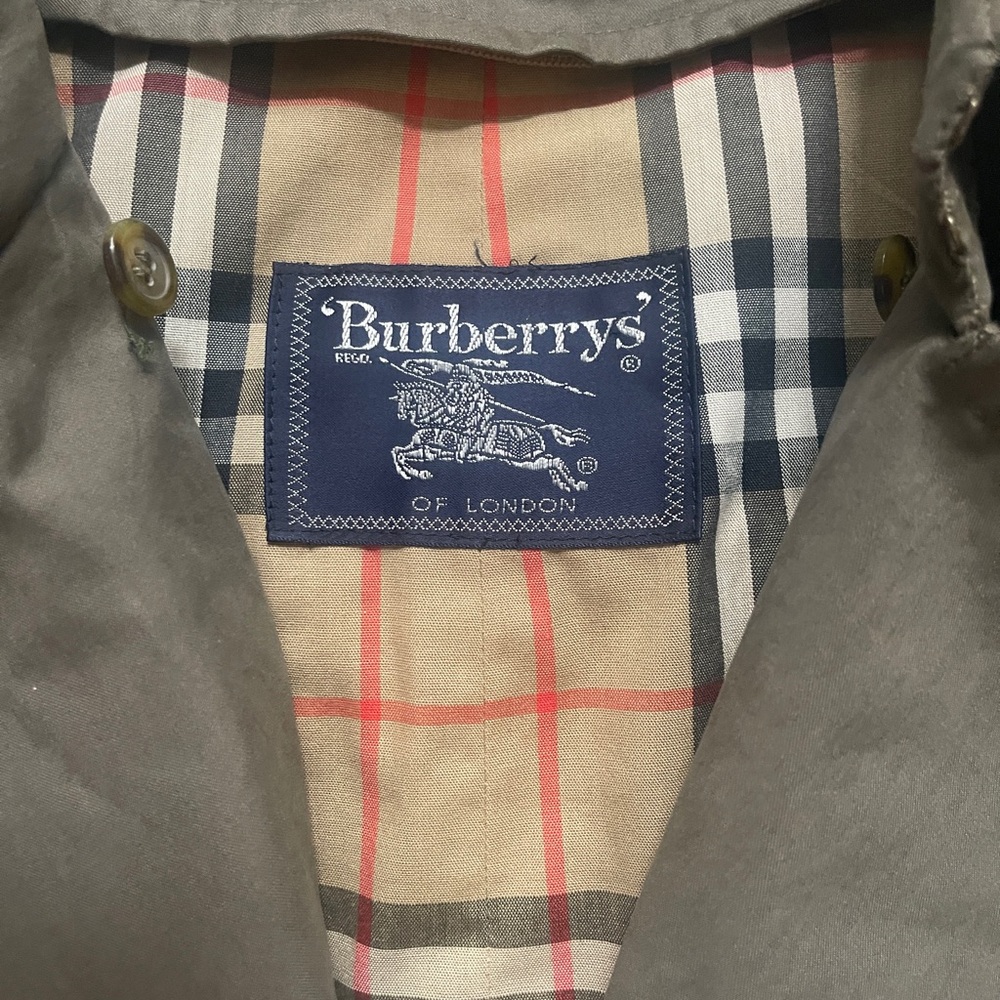 Vintage Burberry Men's Double Breasted OLIVE Green Trench Coat - Picture 2 of 10